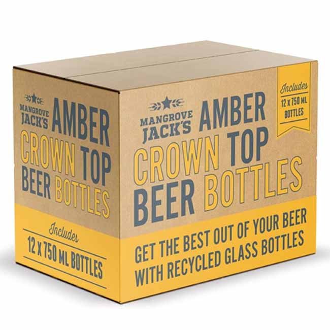 Crown Top Bottles - Case 12 750ml Amber Crown Top Bottle - shop onlinehomebrewrepublic.co.nz