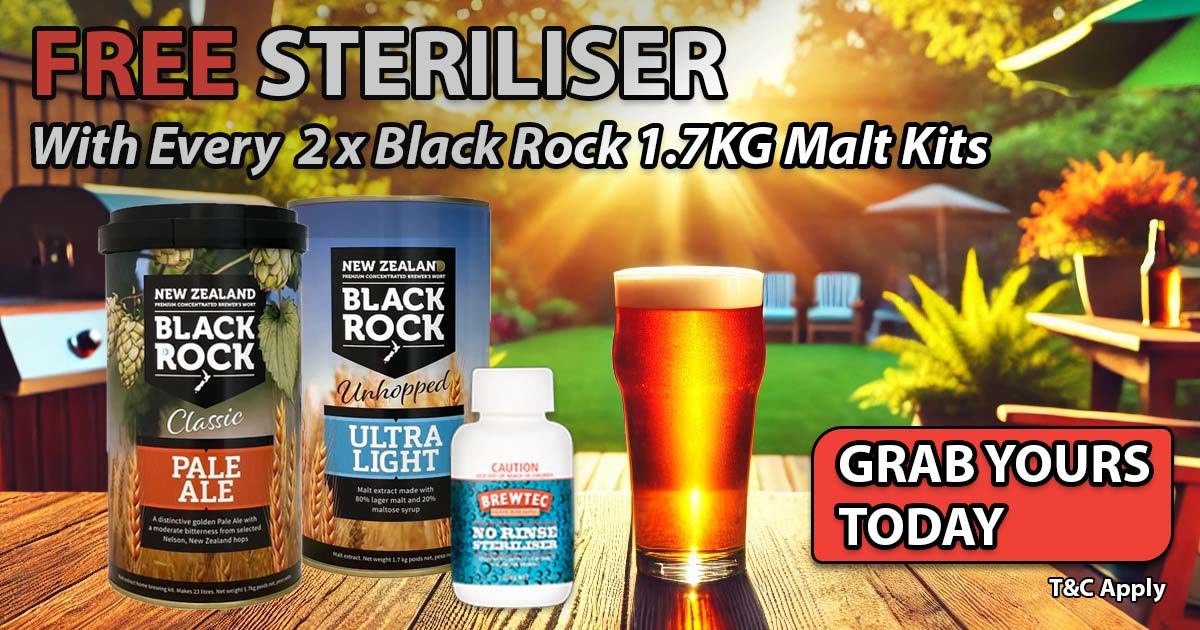 Black Rock Beer Kit End of summer Special - Free Steriliser - Shop Beer Kits Online HomeBrewRepublic.co.nz